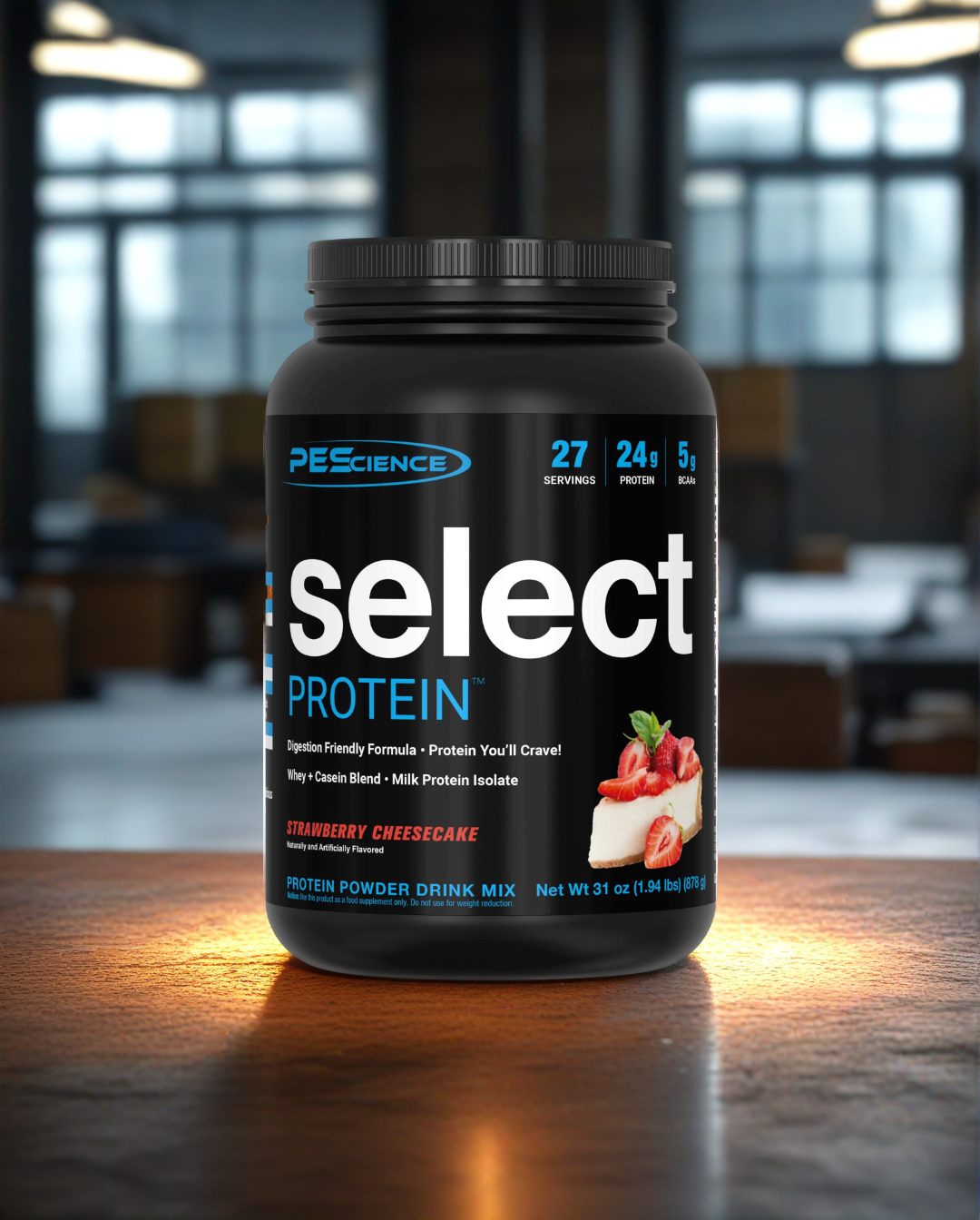 Protein powder jar with AI shadow generator